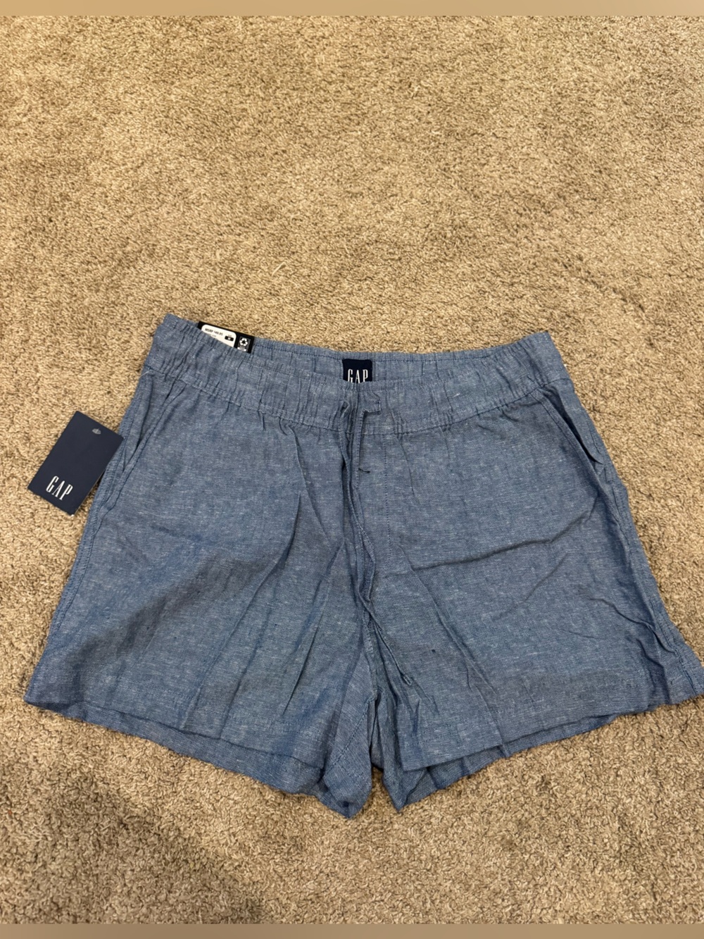 GAP Women's Chambray Drawstring Shorts - Light Blue